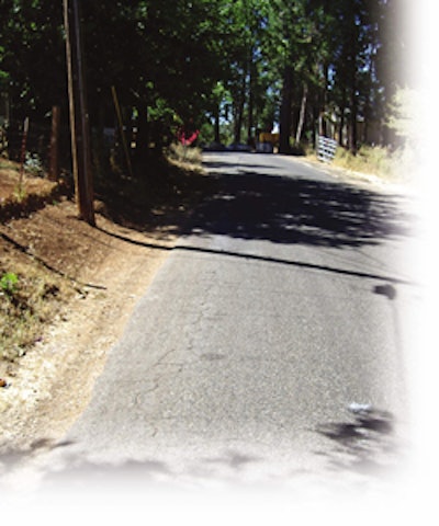 £ ORIGINAL SURFACE Styraflex ERA was applied in Eldorado County, CA, using a computer-controlled and calibrated spray distributor truck at 0.35 to 0.45 gallons per square yard. An experienced onsite supervisor refined this application rate. Higher application rates were needed for higher levels of aging.