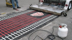 Asphalt Reheat Systems’ Manta Ray was used to install thermoplastic markings and a Badger logo at the University of Wisconsin-Madison.