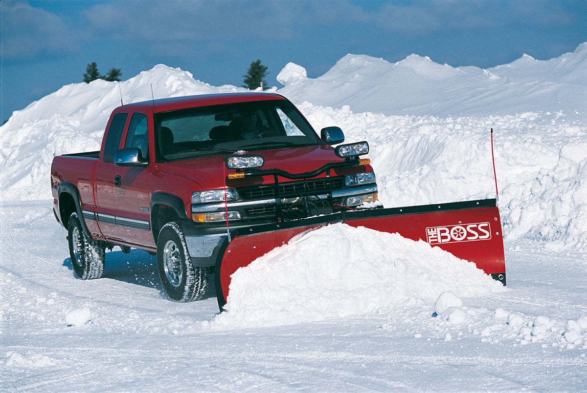 Poly PowerV snowplow From Boss Snowplow For Construction Pros