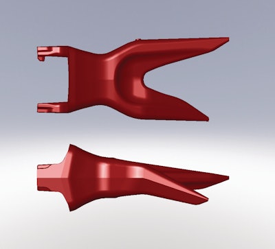 The Multi-Ripper twin tiger tooth allows excavator and backhoe operators to easily rip rock, coral shale, caliche, decomposed granite, limestone, sandstone, asphalt or frozen ground with maximum breakout force.