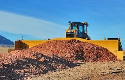The AggreScreed can lay up to 18,000 tons of gravel per day at a depth of 0 to 15 in. and crowns up to 3.5%.