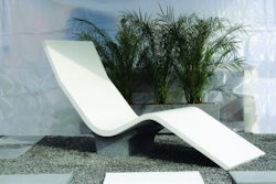 This concrete lounge chair, which Relampagos displayed at the 2010 World of Concrete, features an ergonomic design and radiant heating.