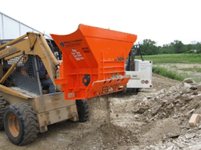 Multiquip's EZ Grout Hog jobsite material recycler crushes concrete for Tanner Excavating.