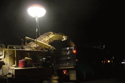 To light the way of workers on the project, Curtin Trucking & Drainage used three of Airstar America's Sirocco 2K light balloons equipped with halogen bulbs.