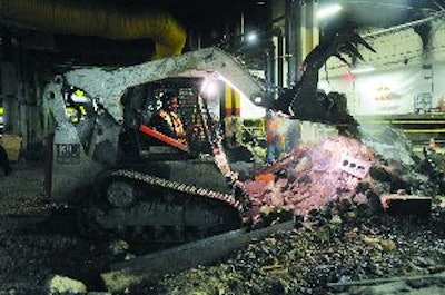 Steel tracks can be an advantage when working in rugged underfoot conditions.