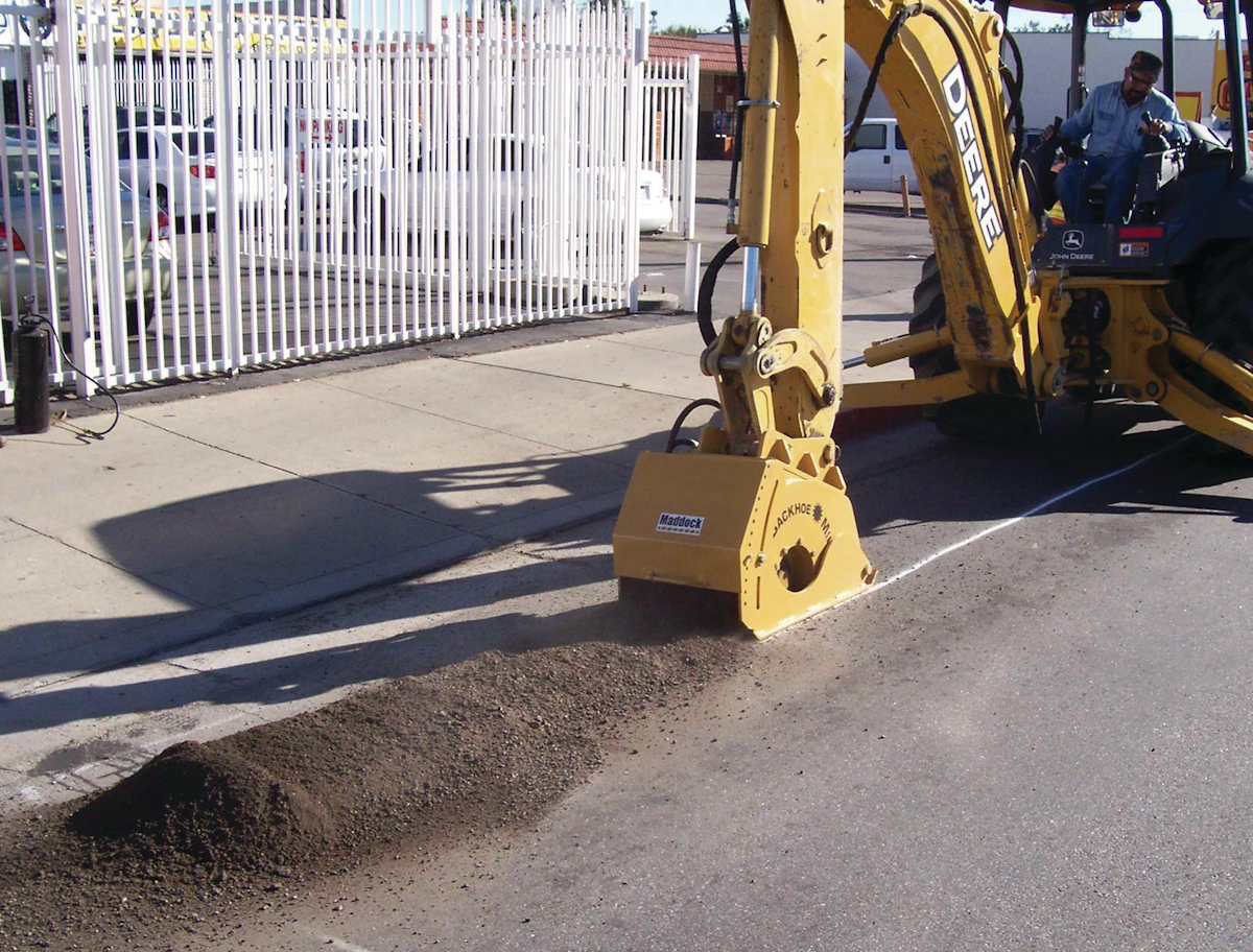 Backhoe Mill Attachment From Maddock Industries For Construction Pros