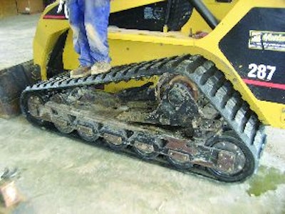 Running a rubber track too tight or too loose can result in excessive wear. Check track tension regularly according to manufacturer recommendations.