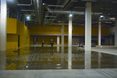The concrete contractor had to find products that would successfully complete the job without the risk of water or material seeping into the levels below the two suspended concrete slabs.