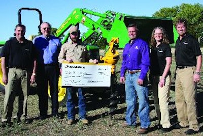 Pictured left to right are Kevin Wolters and L. R. Sights, Southwest Distributing Company, Inc.; David Mahaffey (winner); Chris Kelln, Western Equipment, LLC; and Janea and Glenn Danuser.