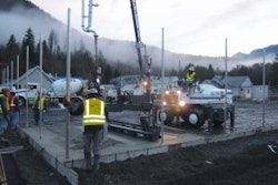 Poppoff, Inc. built a 5,500-square-foot concrete pad for a tennis court in Skykomish, Wash. Specifications called for an FF 35, but Poppoff, Inc. crews attained an FF 72.