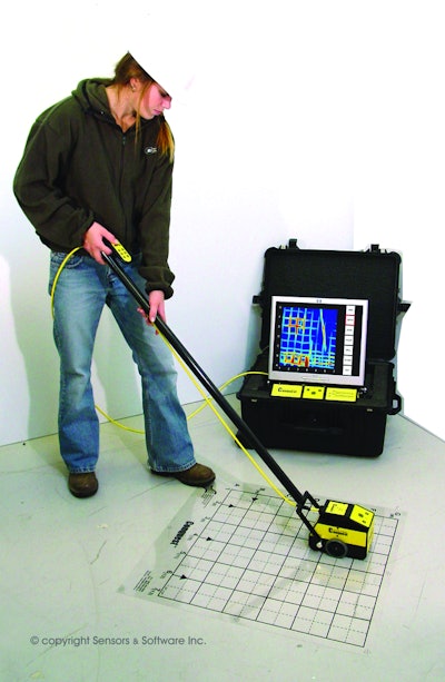 Locate rebar, conduits, post-tension cables and reinforcing wire mesh