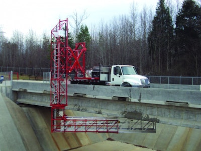 Truck-mounted under-bridge access platform