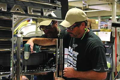 Denny Slagle, Mack President & CEO, working in disguise at the company's Macungie Assembly Operations during production of an episode of the hit show, Undercover Boss.