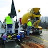 The 5000-T can also slipform larger sections, paving sidewalks up to 8 ft. wide and barrier sections up to 30 in. high.