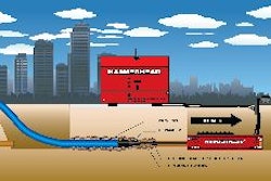 Static Pipe Bursting Process - pull back (Illustration provided by Hammerhead)
