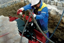 Pipe bursting systems (shown is a Hammerhead HydroBurst HB3038) can replace existing line with brand new pipe of the same size or larger.