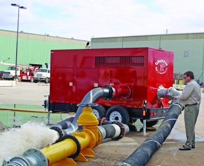 Silent, non-clog, trailer-mounted dewatering pump