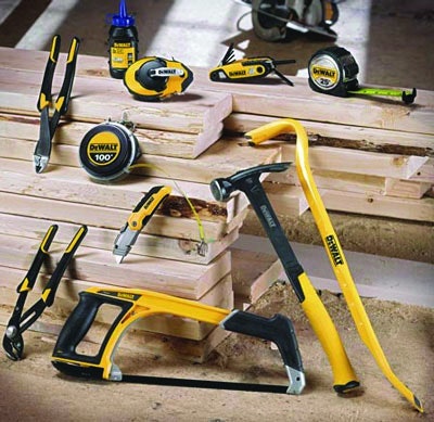DeWalt's first line of hand tools includes more than 100 products including utility knives, pliers, wrenches, tape measures, hammers, saws, toolboxes and more.