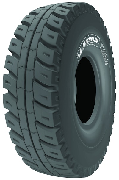Michelin claims up to 20% more tread life for its XDR2 off-road truck tire, in part because of vents in the biggest tread blocks to keep operating temperatures down.