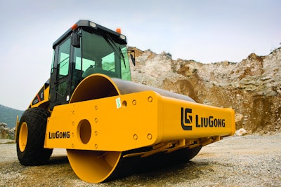 LiuGong's 612HIII vibratory roller comes standard with pressurized, air conditioned cab with three stages of shock isolation.