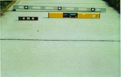 These levels measure sidewalk cross-slope over 8-, 24-, and 48-inch lengths. Of the three, which cross-slope measurement result should be used to accept of reject the contractor's work?