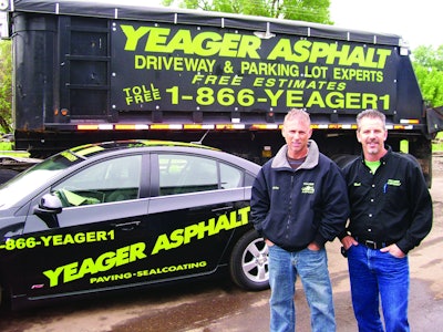 'We've always been the first in our area to start new techniques and use new equipment,' says Mark Yeager, left, owner of Yeager Asphalt.