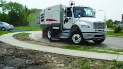 Unlike parking lot sweeping, construction sweeping may require a larger sweeper to pick up debris such as heavy fine dust, rock, stone, gravel, mud, and small pieces of 2x4s.