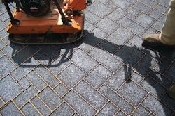 Thermotrack’s Hot Print wire rope templates are embedded into the heated asphalt by a plate compacter, then removed leaving the design impression.