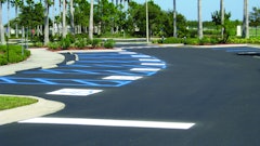 Because it was a government job, Robert had to restripe the handicap stalls exactly as they were with several different designs on each parking lot. Photo documentation was used to ensure proper painting.