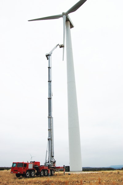 TGM owns four Bronto Skylift Model S-90 HLA truck-mounted aerial work platforms. It has had them working on wind towers since it took delivery of the first two machines last year and two additional units earlier this year.