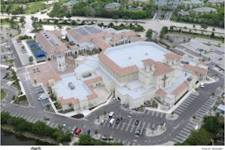Church Expansion. Woodland Construction recently completed a 70,000-square-foot, $13 million expansion at Church by the Glades in Coral Springs, Fla. More than 200 tilt-up panels, including radius panels, went into building the addition. The main sanctuary section is the tallest part of the complex, with classrooms, administrative offices and a chapel rounding out the other areas of the addition. Tilt-up was also used to create the stair-stepped bearing elements for the support of the stadium-style seating in the 2,000-seat sanctuary while creating corridors from the main lobby and hallways into the theater. Spandrel panel sections were used to accommodate the varied roof elevation transitions.