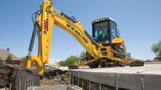 New Holland Construction will continue to offer backhoe loaders like this B95B, 14-ft.-dig-depth machine, skid steer loaders, compact track loaders, tractor loaders, compact wheel loaders (under 80 hp), and compact excavators (under 6 tons).