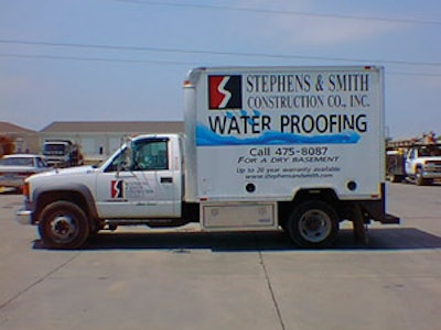 Stephens & Smith Construction has found its waterproofing-themed truck is its most effective tool for advertising its foundation waterproofing services.