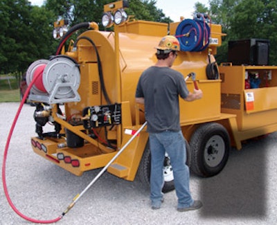 The spray tip on the hose wears out from all the abrasive material that passes through it. Brent Loutzenhiser, Seal-Rite, says a contractor shouldn?t be afraid to replace the spray wand when it becomes worn out.