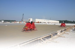 The size of the project and quality specs generally dictate what type and how many trowels are required. For example, Ahal Contracting needed several of its Allen ride-on trowels to finish this 1.3-million-sq.-ft. floor for a new Dollar General Distribution Center in Marion, Ind. The contractor was able to exceed the FF50 flatness and FL35 levelness specs on the project.