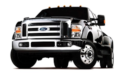 A diesel engine supplies the torque needed for towing heavy loads.
