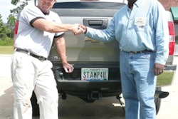 Bob Harris with Elliot Davis of Decorative Concrete Designs.