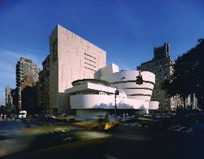 The Guggenheim is currently wrapped in scaffolding during its renovation.