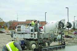 Swederski Concrete recently finished a 90,000-sq.-ft. parking lot project on which it used its laser-guided concrete screeds.