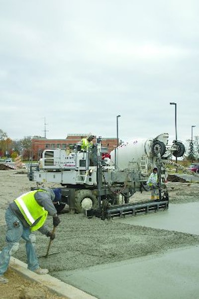 Swederski Concrete recently finished a 90,000-sq.-ft. parking lot project on which it used its laser-guided concrete screeds.