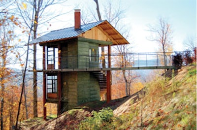 Sandy Lawton, ArroDesign Inc., created and poured the all-concrete structure of this tree house to help the homeowners maximize their outdoor space.