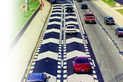 This I-94 off ramp in Wisconsin is the first place the converging chevron pavement marking was used in the United States.