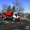 A one-man, self-contained spray injection patcher allows a contractor to properly repair a pothole without ever leaving the cab of the truck.