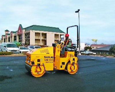 Sakai America offers three roller models in the 3-ton category with 39-, 47-, and 51-in. drums. Sirmons notes that the 47-in. drum is a likely candidate for contractors looking to move into the small parking lot market.
