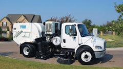 Filling a sweeper with compressed natural gas can be a little slow, and it can take all night to fill up a sweeper at a slow fill station. Some of the bigger fleets, such as those operated by Los Angeles, rely on a fast-fill station where large tanks are already filled with pre-compressed natural gas, so operators simply fill sweepers from the one big tank; they don't have to compress the gas first.