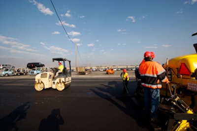 Before Sikes Asphalt could sealcoat the pavement they first removed and replaced more than 23,000 sq. ft. of repairs, then placed fabric overlays on more than 110,000 sq. ft.