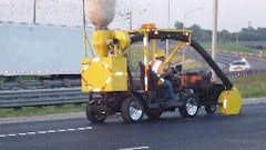 M.A.S. Markers' 'flintmobile' is a 1971 Camero that they stripped down, shortened the frame, added a Cimline concrete saw at the front end, and retained the V8 engine to propel it from one hole to the next. It worked well enough that in 1988 they built their second unit, adding a dust vacuum so the hole was clean when the unit pulled along to the next cut.