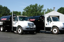 Two custom-built 2,250-gal. sealcoating rigs installed in new International 4300 trucks each feature SealMaster's Pro Air series of spray systems, cab-operated spray bars, and 50-gal. water systems.
