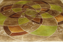 The texture you can achieve by acid staining a sweat finish concrete surface.