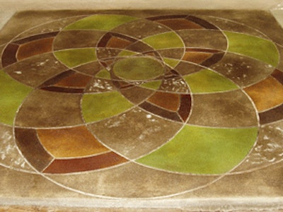 The texture you can achieve by acid staining a sweat finish concrete surface.